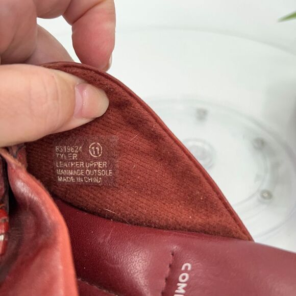 Earth Shoe Gelron 2000 Tyler Womens Clogs Size 11 Red Leather Wedge Heel Shoe - Picture 11 of 12